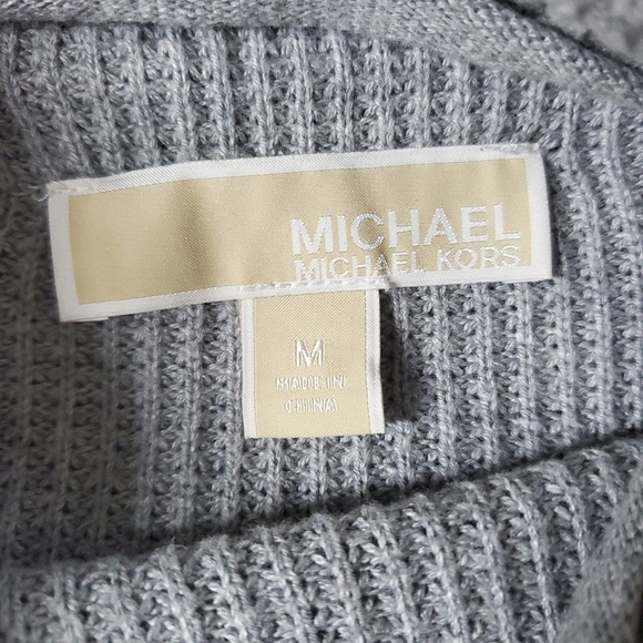 Michael Kors Womens Knit Sweater Size M Gray Neutral Casual Chic Gorpcore Sporty - Picture 2 of 11